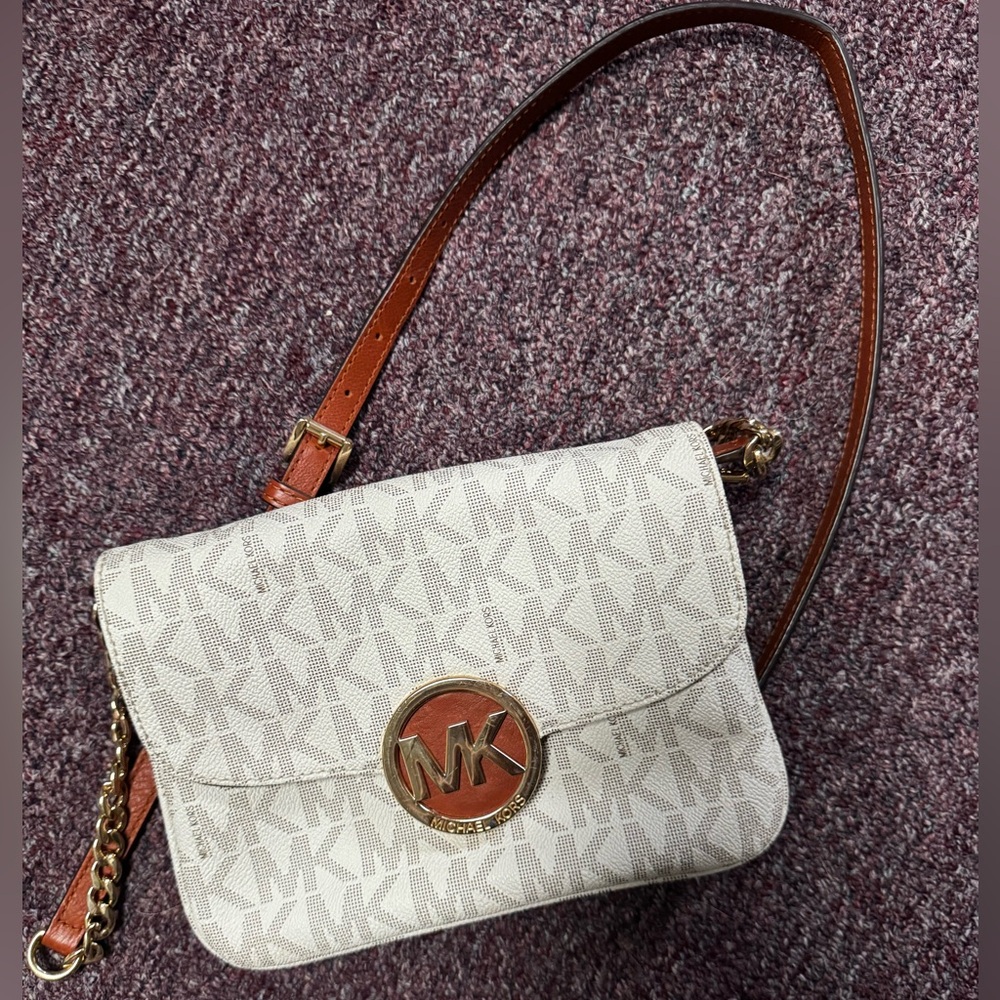 Michael Kors Beige and Brown Crossbody Bag